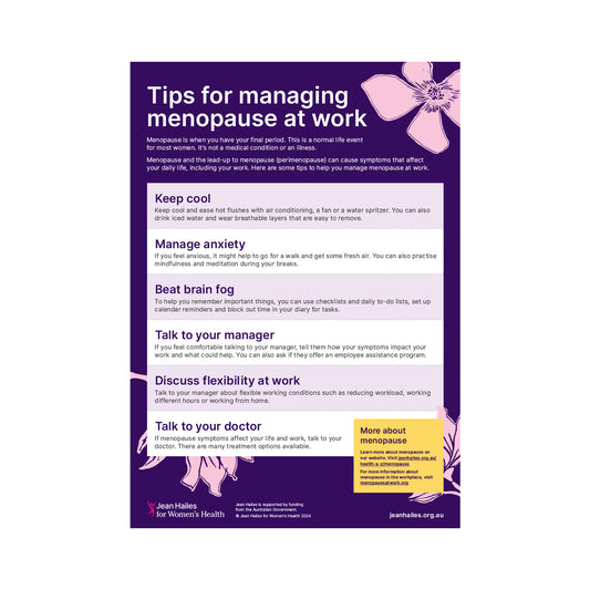 Tips for managing menopause at work A3 poster - bundle of 5